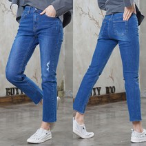 벅시루 여성 노바디진 썬더데미지 슬림 8부 스판 중청진 947 청바지
