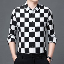남성 린넨 셔츠 체크무늬 트렌디 정장 남방 프린팅 화려한 무대 빅사이즈 의상