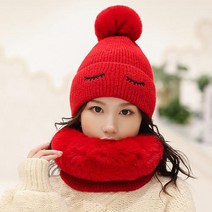 그린코코 귀여운 눈그림 방울털모자 겨울 여성 예쁜 모자