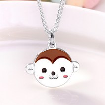 [골드팡] 실버 십이지신 원숭이띠 미아방지 목걸이