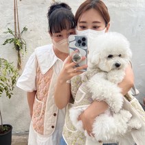 아지매 누빔 조끼 커플룩 강아지 옷 베스트 견주 가족 패밀리 개플 멍플 시밀러 룩, 베이지