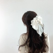 빅리본핀 큰리본핀 왕 대형 쉬폰 플리츠 진주 핸드메이드