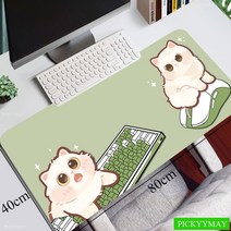 범퍼 침대 패드 아기 가드 토퍼 귀여운 고양이 대형 마우스 매트 게임용 게이머 39.3x19.6in 고무 키보드 데스크 HD, [07] 400x700x3mm, [09] Matcha Cat