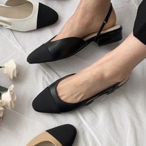 낮은굽 구두 투톤슈즈 슬링백 플랫 심플 단화 편한신발 블랙 화이트 베이지 2cm