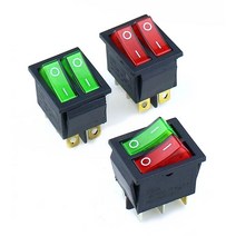 KCD8 6 핀 로커 스위치 전원 스위치 이중 ON-OFF 2 위치 핀 조명 포함 16A 250VAC/ 20A 125VAC, 03 red green