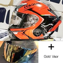 바이크 부품 풀페이스 오토바이 헬멧 X14 화이트 뒤 라이딩 모토크로스 레이싱, 05 A with gold visor_03 XL