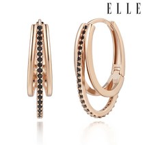 엘르 여성용 14K 블랙라인 포인트 원터치 귀걸이 gold pin ELGPEE355