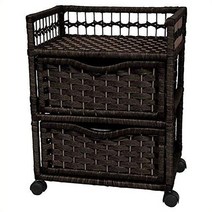Oriental Furniture 58.4cm(23인치) 천연 섬유 바퀴 달린 서랍장 - 블랙, Black