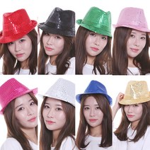 스팡클 중절모자 반짝이 페도라 파티 모자 중절모, 스팡클중절모자(실버)