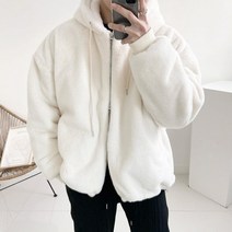 오버핏 밍크 퍼 집업 스트링 후드 점퍼(3color)