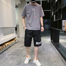 FANSYLI 남성 여름 트레이닝 세트 캐주얼 숏 티셔츠 반바지230321F01