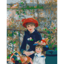 모모픽스페인팅 diy명화그리기 40x50cm H01 르누아르 두자매 물감2배 유화세트 학교 미술 동아리 수업용 단체 주문