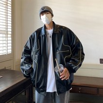 라이더자켓 가죽자켓 남자 남성 커플룩 아메리칸 빈티지 라이더 PU 가죽 코트 남 봄가을 하이 스트리트 슈퍼 파이어 재킷