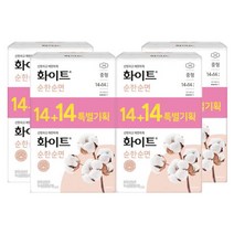 생리대 화이트 순한순면 중형 14+14매 X 4팩 날개형