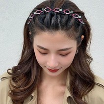 큐빅 집게머리띠 볼륨머리띠 벼머리 앞머리고정 얇은 제니 화관머리띠 여자, 컬러풀