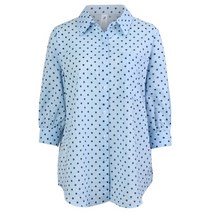 국산 면 도트 퍼프 땡땡이 소매 여성 7부 셔츠 남방 BLS-WSH-0260-소라