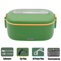 USB 보온도시락 발열용기 휴대용 전기 보온 도시락 자동차 트럭 사무직 학생용 70W 12 V 24 110 220V, 캐리 백 포함_미국