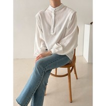 슬릿 차이나카라 안나 찰랑 쉬폰 블라우스