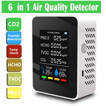 다기능 6in1 co2 meter 디지털 온도 습도 테스터 이산화탄소 tvoc hcho co2 감지기 air quality monitor