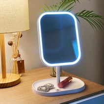 화장대 LED 조명 화장 탁상 미니 메이크업 거울 이동식 접이식 책상 거울 핑크색