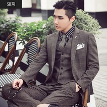 돼끼 남성 정장세트 3종 세트 빅사이즈 비즈니스 정장 캐주얼 수트 결혼식