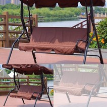 그늘막 흔들 그네의자 3인용(커피) 실외그네 정원용그네 흔들벤치