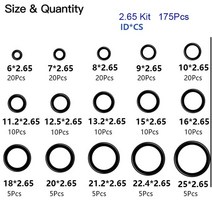 세차 도구 니트릴 고무 nbr oring 세트로 만든 고무 O 링 모음 키트 15 크기, nbr 2.65