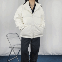 숏패딩 유광 레더 덕다운 오리털 커플 오버핏 패딩