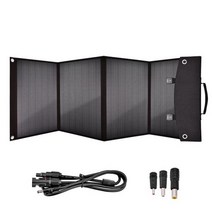 태양열 충전기 판넬 휴대용 태양광패널 ZMonlinery 접이식 태양 전지 패널 가방 18V USB DC 출력 야외 여행 발전소 자동차 캠핑 100W, BK