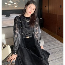 보헤미안 원피스 프렌치 고퀄리티 실크 여성 2022 년 봄 여름 디자인감각 클래식 펀칭 레이스 허리보정 4215969976