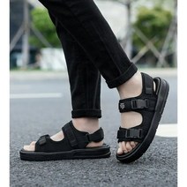 빅 사이즈 신제품 남성 샌들 미끄럼 방지 여름 슬리퍼 아웃도어 비치 캐주얼 신발, Black+39