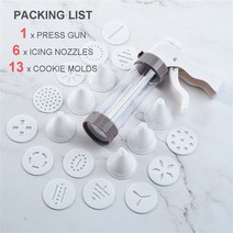 츄러스 메이커 츄러스 메이커 츄로스 메이커 기계 쿠키 프레스 도구 세트 과자 노즐 및 금형 케이크 장식 베이킹 압출기로 비스킷 만들기 총, 플라스틱 -1