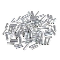 100개/0mm 길이 와이어 단일 크림프 슬리브 세트 알루미늄 튜브 낚시 커넥터 키트, 1.0mm, 설명, 실버