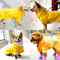 강아지 우비 강아지 비옷 대형견 레인코트 중형견 바람막이 반려견 애견 진돗개 웰시코기, 핑크