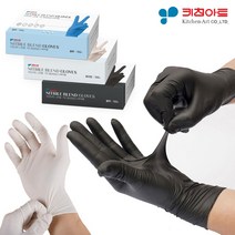 키친아트 다용도 니트릴 블렌드 장갑 100매 정비 미용 애견, M, 블랙, 1개