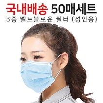 3중필터 멜트블로운 일회용마스크 고급형 블루(50매), 50매