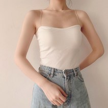 :여성 티셔츠캡내장 이너탑 초슬림끈 나시 [기타 상세 설명 별도 참조]