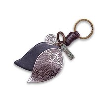 AuPra Leather Leaf KeyChains Friend Gift Ideas Women Men Good Luck KeyRings Small Surprise Present