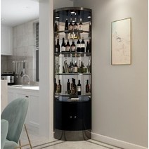 북유럽 양주장 골드 엔틱 양주 코너 장식장 위스키 진열장, 블랙티타늄(블랙캐비닛+사이드미러센서등포함)