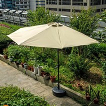 파라솔 해변 하프 그늘막 대형 카페 발코니 정원 천막 캠핑 낚시 아웃도어 반쪽 우산, 베이지 차양 방수 밴드 반원형 _300x150cm