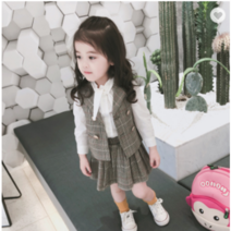 엔젤하우스 여아 정장스타일 치마 블라우스 조끼 3피스 세트