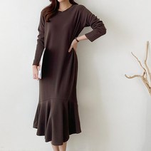 루디샵 봄 가을 데일리 밑단 프릴 롱 원피스 여성 빅사이즈 원피스