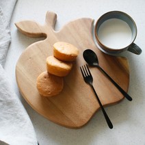 cocooning 장미목 치즈 빵 디저트 플레이팅 우드 사과 감성 도마, 소, 반애플