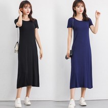 감성 반팔 롱원피스 데이트 캐주얼 외출코디 면 여름여행