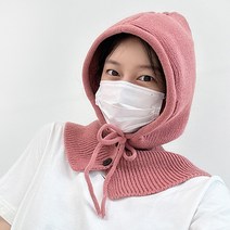 다다제제 단추 바라클라바 페이크 후드 니트