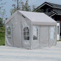 야외바베큐장 휴게시설 캐노피 글램핑 캠핑식당 천막, 3 x 3 베이지 외장천 포함