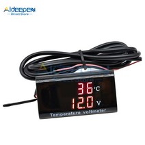 온도측정 온도측정기 적외선온도계 온습도계 dc 12v led 디지털 온도 센서 전압계 자동차 오토바이에 대 한 0.28 인치 듀얼 디스플레이 온도 조절기 전압 측정기 호환, 0.28 12v 빨간색 vc