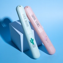DM 1+1 휴대용 심플디자인 칫솔케이스 여행용 칫솔통 수납, 플라밍고1+1