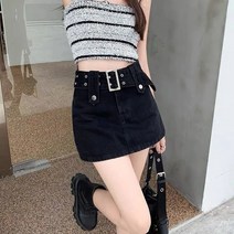데님 스커트 빈티지 스커트 하이웨이스트 A자 백힙 스커트