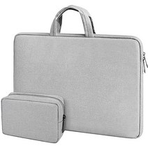 [당일발송]t&b노트북 파우치 손잡이 핸들가방 13인치 14인치 15인치 16인치 17인치 융쿠션 노트북 가방 심플 핸디 숄더 멀티 노트북 케이스 맥북, 그레이+케이블 파우치